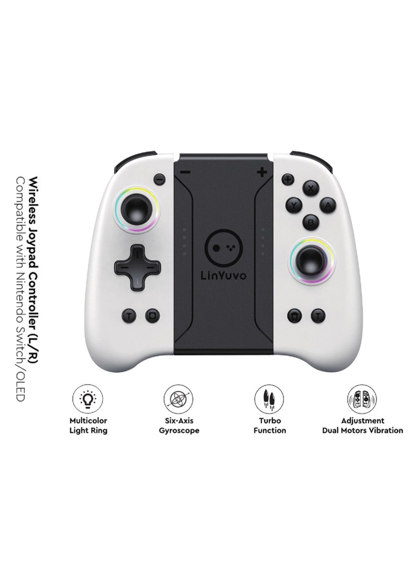 general Classic Joypad LinYuvo KS31 Wireless Gaming Controller for Nintendo Switch/Switch Lite/Switch OLED with Multicolor RGB Light Ring, Exclusive Metal Joysticks, Adjustable Dual Shock, Six-Axis Gyroscope, Turbo Function, Adjustment Dual Motors Vibration, Anti-Friction Thumbsticks, Wake-Up Function - Image 5