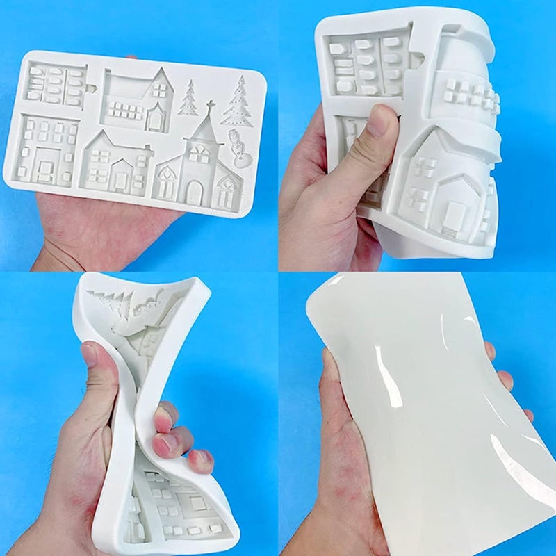 Husaini Mart قالب كعكة سيليكون عيد الميلاد 3D شجرة منزل فوندان حكاية خرافية منزل خبز الزنجبيل قلعة سانتا كوتاج زينة كعكة قالب خبز سيليكون - Image 5
