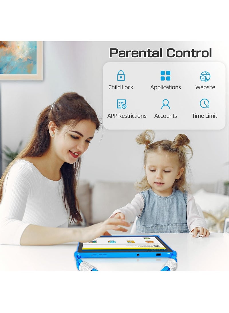 PRITOM 10 inch WiFi Kids Tablet, Android 13 Tablet for Kids,  Toddler Tablet with Shockproof Case, Parental Control, 6000mAh, 2GB RAM, 64GB ROM, HD IPS Touch Screen, Dual Camera , Google Play, YouTube(Blue) - Image 4