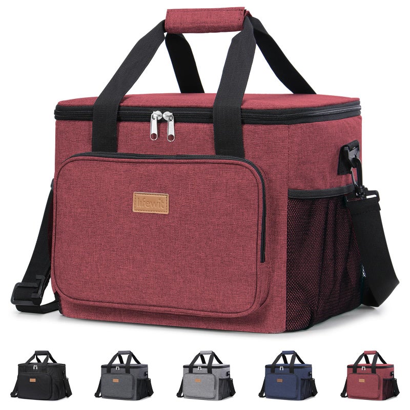 Lifewit Large Lunch Bag Insulated Lunch Box Soft Cooler Cooling Tote for Adult Men Women Burgundy 40Can 24L - Image 2