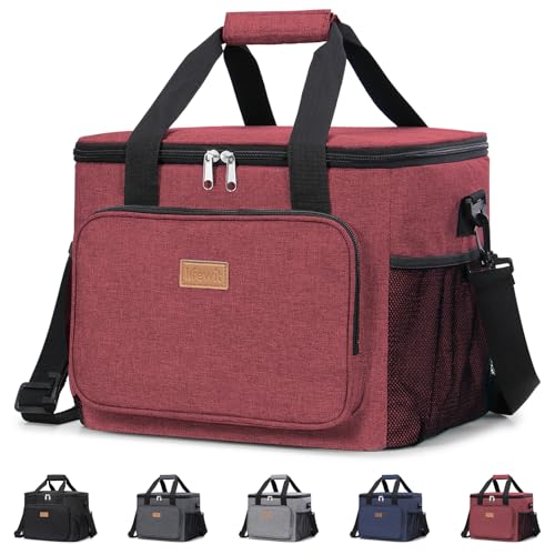 Lifewit Large Lunch Bag Insulated Lunch Box Soft Cooler Cooling Tote for Adult Men Women Burgundy 40Can 24L - Image 1