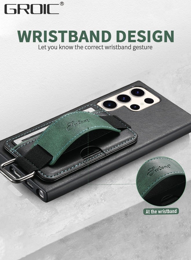 GROIC Compatible for Samsung Galaxy S23 Ultra 6.8" Case with PU Wrist Strap Holder, Card Holder Slot Shockproof Protective Cover Protective Slim Hard Shockproof Case - Image 4