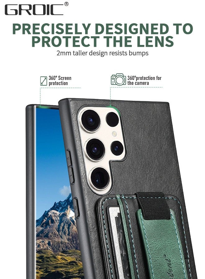 GROIC Compatible for Samsung Galaxy S23 Ultra 6.8" Case with PU Wrist Strap Holder, Card Holder Slot Shockproof Protective Cover Protective Slim Hard Shockproof Case - Image 3
