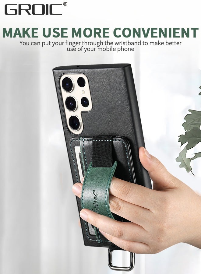 GROIC Compatible for Samsung Galaxy S23 Ultra 6.8" Case with PU Wrist Strap Holder, Card Holder Slot Shockproof Protective Cover Protective Slim Hard Shockproof Case - Image 5