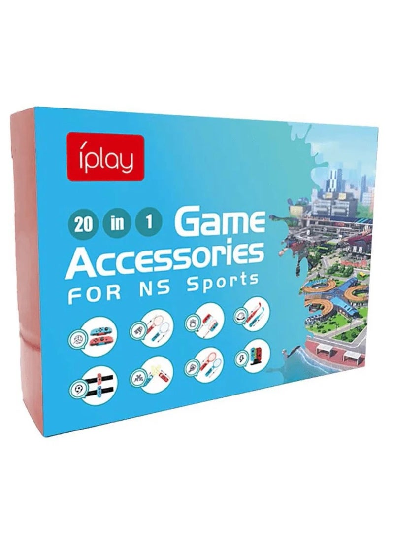 iplay 20 in 1 Sports Accessories Bundle for Sports Somatosensory Sports Set for NS Sports Switch Games with Fencing Grips Tennis Rackets Sports Straps Golf Clubs Charging Dock - Image 2
