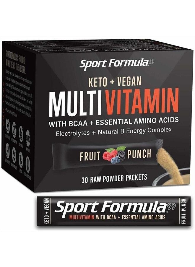 Sport Formula 99 - Multivitamin Powder Drink Mix Vitamins - Keto Vegan Friendly - BCAA Won't Upset Your Stomach Daily Keto MultiVitamin for Men and Women Amino Acid Powder Fruit Punch Packet Multivitamin Powder Electrol - Image 1
