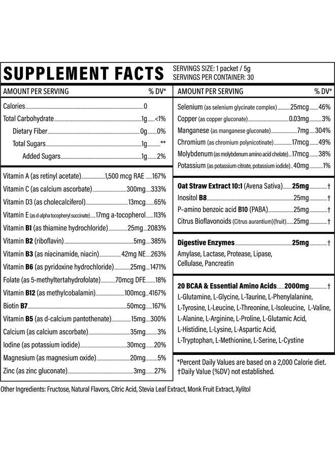 Sport Formula 99 - Multivitamin Powder Drink Mix Vitamins - Keto Vegan Friendly - BCAA Won't Upset Your Stomach Daily Keto MultiVitamin for Men and Women Amino Acid Powder Fruit Punch Packet Multivitamin Powder Electrol - Image 1