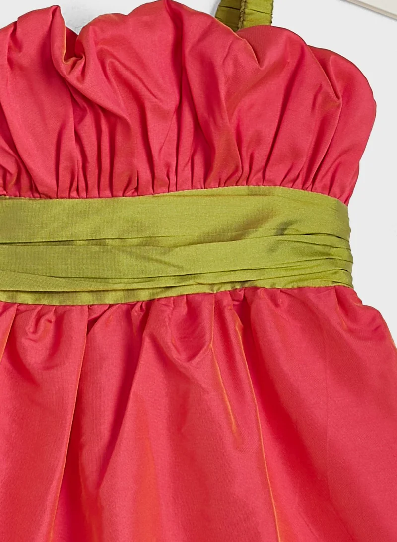 Pinata Girls Pleated Evening Wear Dress With Bow Detailing On Waist