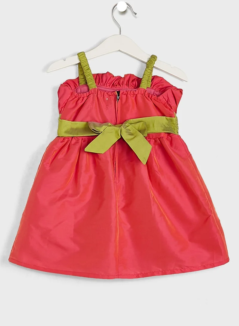 Pinata Girls Pleated Evening Wear Dress With Bow Detailing On Waist