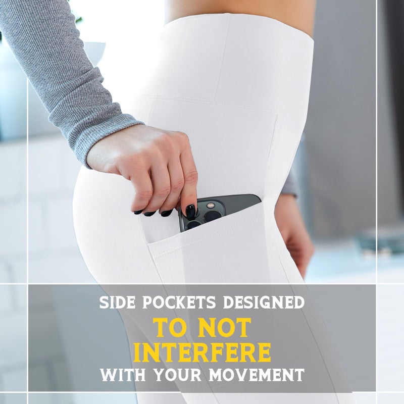 Walifrey Capri Leggings with Pockets for Women, High Waisted Buttery Soft Womens Leggings for Gym Yoga Workout (White LXL) - Image 5