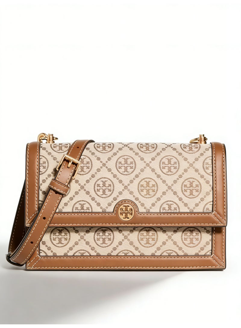 توري بورش TB women's T-letter combination jacquard shoulder slung camera small bag - Image 1