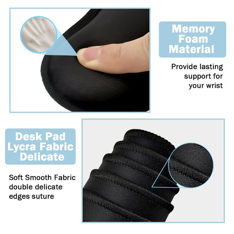 Yunoble Large Mouse Pad and Keyboard Wrist Rest, Desk Pad for Keyboard and Mouse, 4-in-1 Large Gaming Mouse Pad with Wrist Support, Desk Mat for Home Office Study Game-Black - Image 3