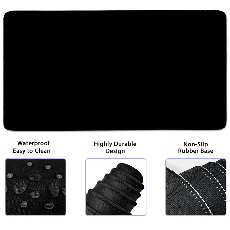 Yunoble Large Mouse Pad and Keyboard Wrist Rest, Desk Pad for Keyboard and Mouse, 4-in-1 Large Gaming Mouse Pad with Wrist Support, Desk Mat for Home Office Study Game-Black - Image 2