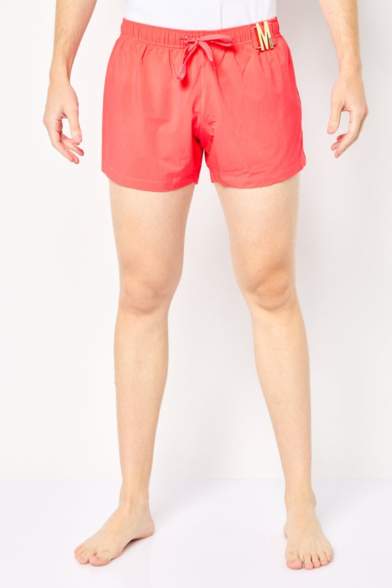 MOSCHINO Men Brand Logo Board Shorts, Red  - Image 1