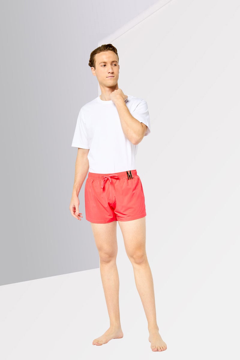 MOSCHINO Men Brand Logo Board Shorts, Red  - Image 4