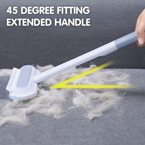 Qpets® Cat Brush Dog Comb, 3 In 1 Pet Hair Remover Brush with 2 Intergrated Cleaning Brushes, Reusable Long Handle Pet Brush Dust Cleaning Roller for Sofa, Carpet, Couch - Image 5