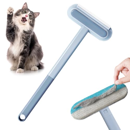 Qpets® Cat Brush Dog Comb, 3 In 1 Pet Hair Remover Brush with 2 Intergrated Cleaning Brushes, Reusable Long Handle Pet Brush Dust Cleaning Roller for Sofa, Carpet, Couch - Image 1