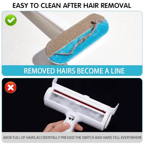 Qpets® Cat Brush Dog Comb, 3 In 1 Pet Hair Remover Brush with 2 Intergrated Cleaning Brushes, Reusable Long Handle Pet Brush Dust Cleaning Roller for Sofa, Carpet, Couch - Image 3