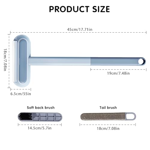 Qpets® Cat Brush Dog Comb, 3 In 1 Pet Hair Remover Brush with 2 Intergrated Cleaning Brushes, Reusable Long Handle Pet Brush Dust Cleaning Roller for Sofa, Carpet, Couch - Image 2