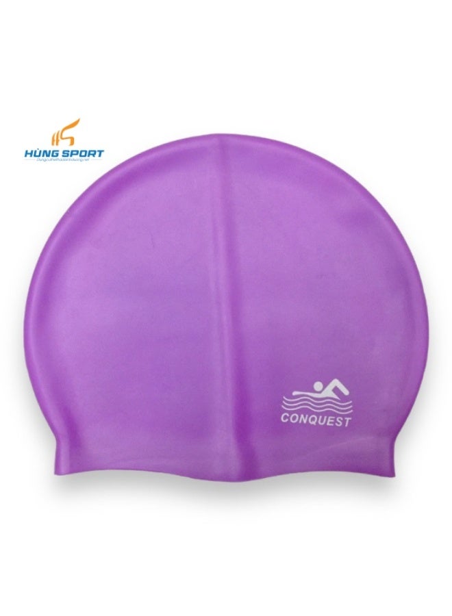 CONQUEST CONQUEST Silicone Swim Cap - Waterproof, Comfortable, and Durable - Ideal for Adults and Professional Swimmers - Purple - Swim Cap  - Image 2
