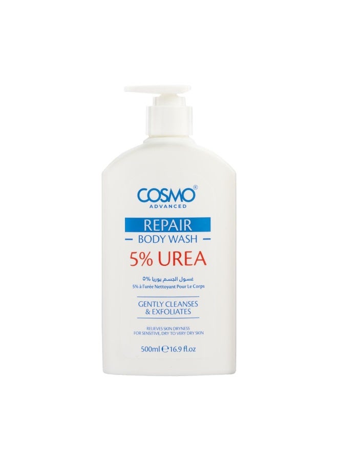 Cosmo Advanced Skin Care 5% Urea Repair Body Wash 500ml | Shower Gel For Sensitive, Dry & Very Dry Skin | Gently Cleanses & Exfoliates | Intense Hydration & Smoothing Formula | For All Skin Types