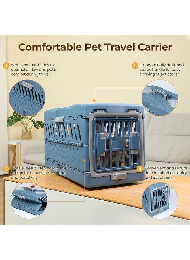PET Premium Collapsible Design For Cats And Dogs - Portable Kennel For Small Pets - Indoor/Outdoor Grey  - Image 3