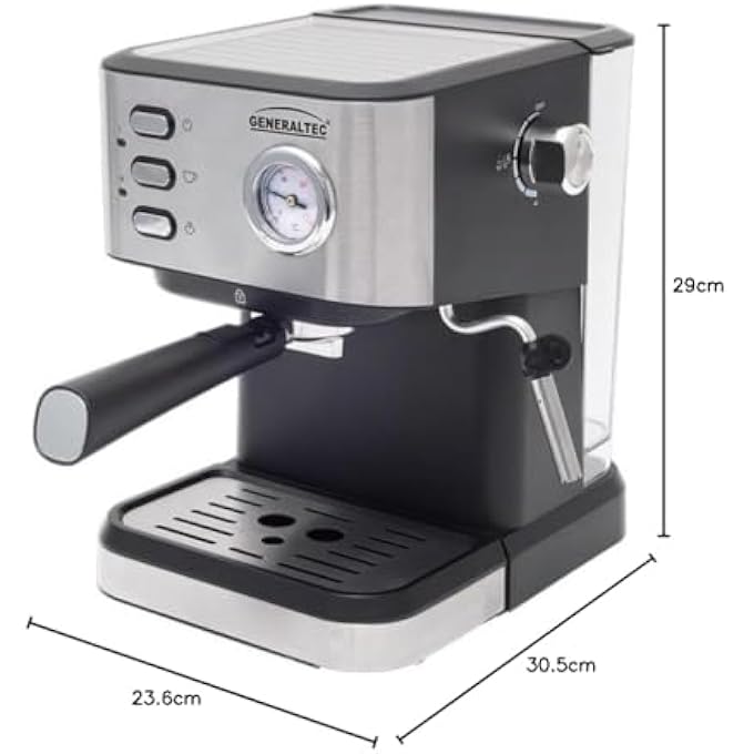 GENERALTEC Espresso Coffee Maker 20 Bar High Pressure Pump Cup Warming Function Steam Milk Frother Detachable Water Tank Coffee Amount Programming  Model Gcm2000Ex  1 Year Warranty - Image 3
