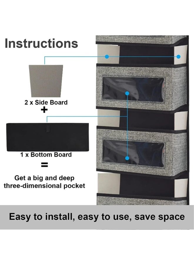 Over the Door Storage Organizer,with 5 Large Pockets,Wall Mount Storage with Clear Windows and 2 Widened Metal Hooks for Pantry,Nursery,Diapers,Bathroom,Kitchen,Closet(33 * 12 * 128) - Image 5