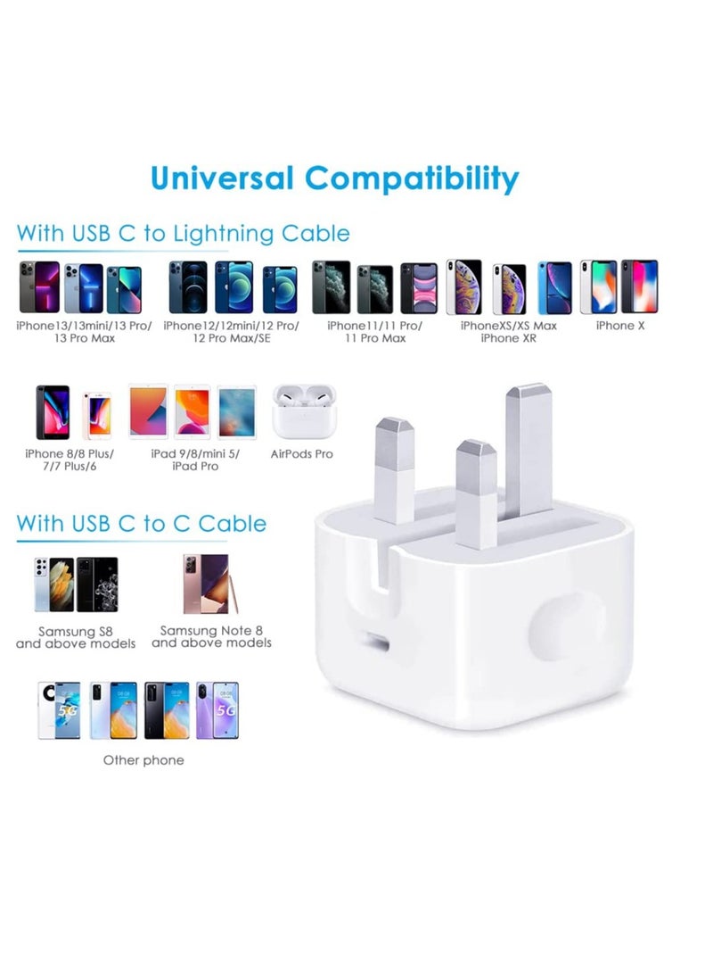 Generic Phone 20W Charger 【Apple MFi Certified】 USB C Plug Fast Charge and USB C to Lightning Cable 2M PD Power Adapter Compatible with iPhone 13 Pro Max 13 12 SE2020 11 XR XS Max X 8 Plus iPad Pro Air Mini  - Image 2
