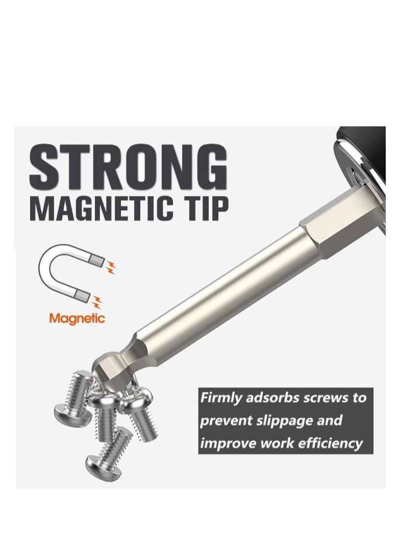 Yakumuz 9pcs Metric Ball End Hex Screwdriver Bit Set Yakumuz Magnetic Ball End Hex Head Allen Wrench Drill Bit Set 1/4" Hex Shank S2 Steel Hex Bit Screw Driver Drill Bits Set, 2" Long - Image 3