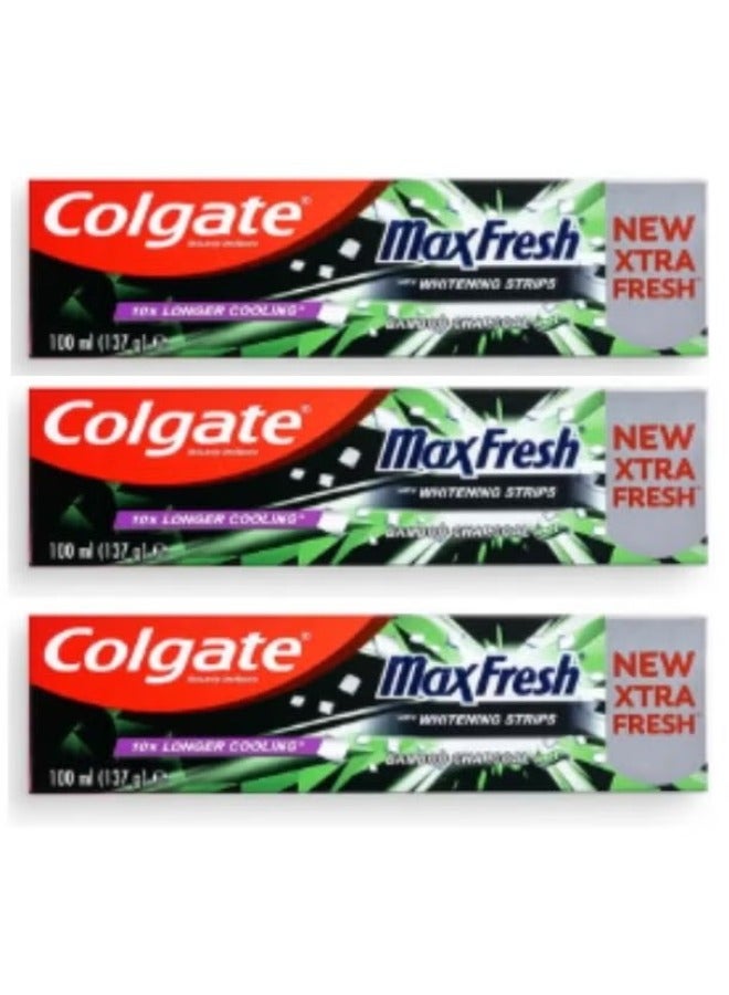 Colgate Pack Of 3 Colgate Max Fresh Bamboo Charcoal With Whitening Strips Toothpaste 100ml - Image 2