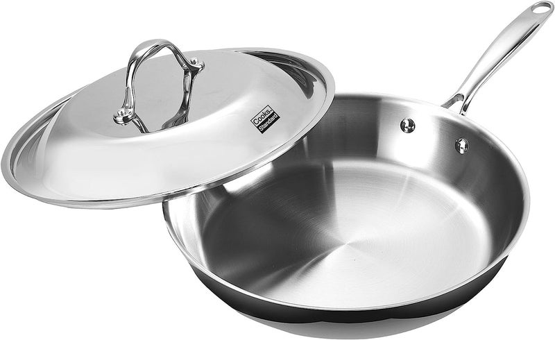 Cooks Standard Cooks Standard Stainless Steel Frying Pan 12 Inch MultiPly Full Clad Wok StirFry Cooking Skillet Pans with Dome Lid StayCool Handle Dishwasher Safe Oven Safe 500F Silver 