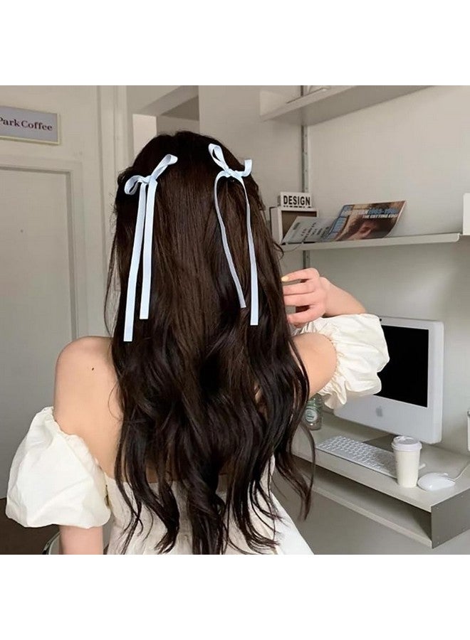 CHIROGRAPHY 6 Pcs premium Bow Hair Clips with Long Tail, Tassel Ribbon Small Bow Claw Clips Bow knot Satin Hair Barrette Hair Accessories for Women Girls Toddlers - Image 3