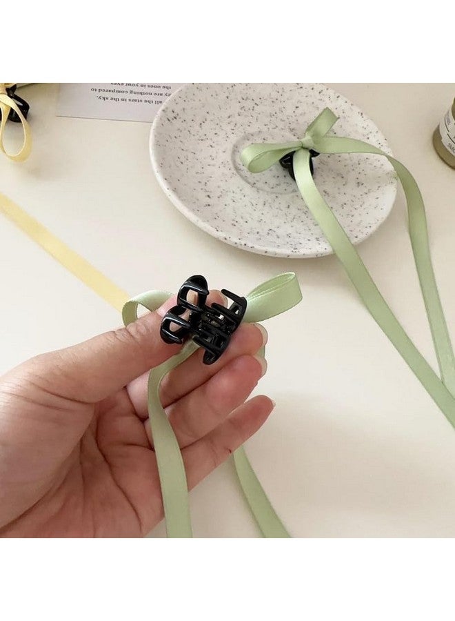 CHIROGRAPHY 6 Pcs premium Bow Hair Clips with Long Tail, Tassel Ribbon Small Bow Claw Clips Bow knot Satin Hair Barrette Hair Accessories for Women Girls Toddlers - Image 2