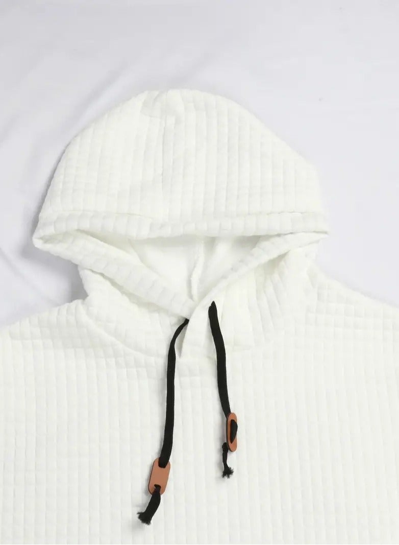 NIBEMINENT Waffle Pattern Solid Hoodie, Cool Hoodies For Men, Men's Casual Pullover Hooded Sweatshirt Streetwear For Spring Fall, As Gifts  - Image 4