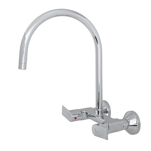 Jaquar Lyric Series Wall Mounted Swinging Spout HOT and Cold Sink Mixer (Chrome) | Twin Side Lever, Brass Body Water Tap/Faucet/Cock for Bathroom/Kitchen Wash Basin | LYR-CHR-38309 - Image 1