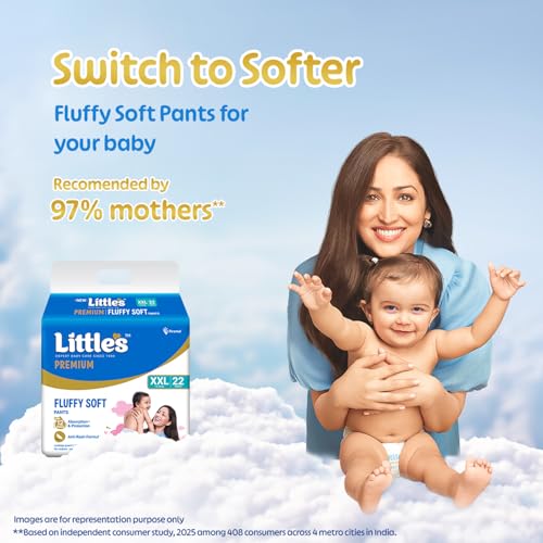 Little's Premium Baby Diapers XXL Size | Pants Style | 15-25 kg | 44 Count | FluffySoft Baby Diaper with Leakage Guard, Wetness Indicator & 12 Hours Absorption | (22 Count, Pack of 2) - Image 2