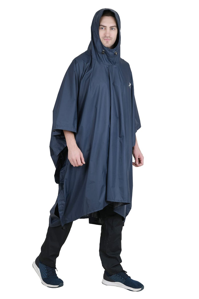 ROCKSPORT Waterproof Polyester Rain Poncho With Hood For Unisex II PU Coating 2000MM- Free Size (Blue) - Image 1