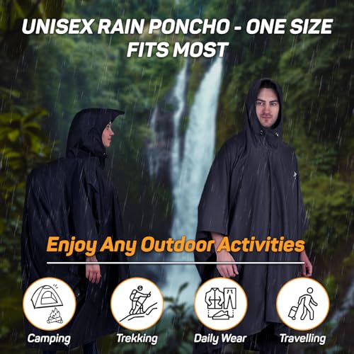 ROCKSPORT Waterproof Polyester Rain Poncho With Hood For Unisex II PU Coating 2000MM- Free Size (Blue) - Image 4