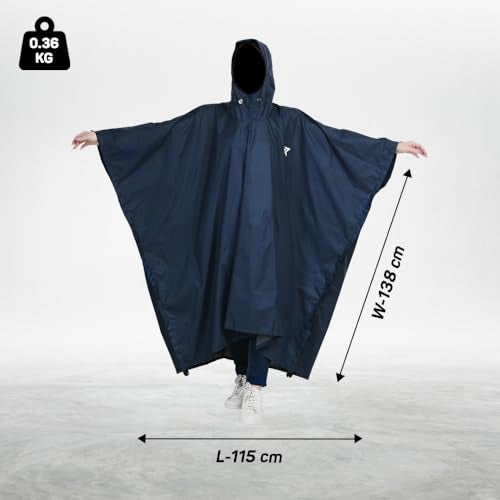 ROCKSPORT Waterproof Polyester Rain Poncho With Hood For Unisex II PU Coating 2000MM- Free Size (Blue) - Image 2