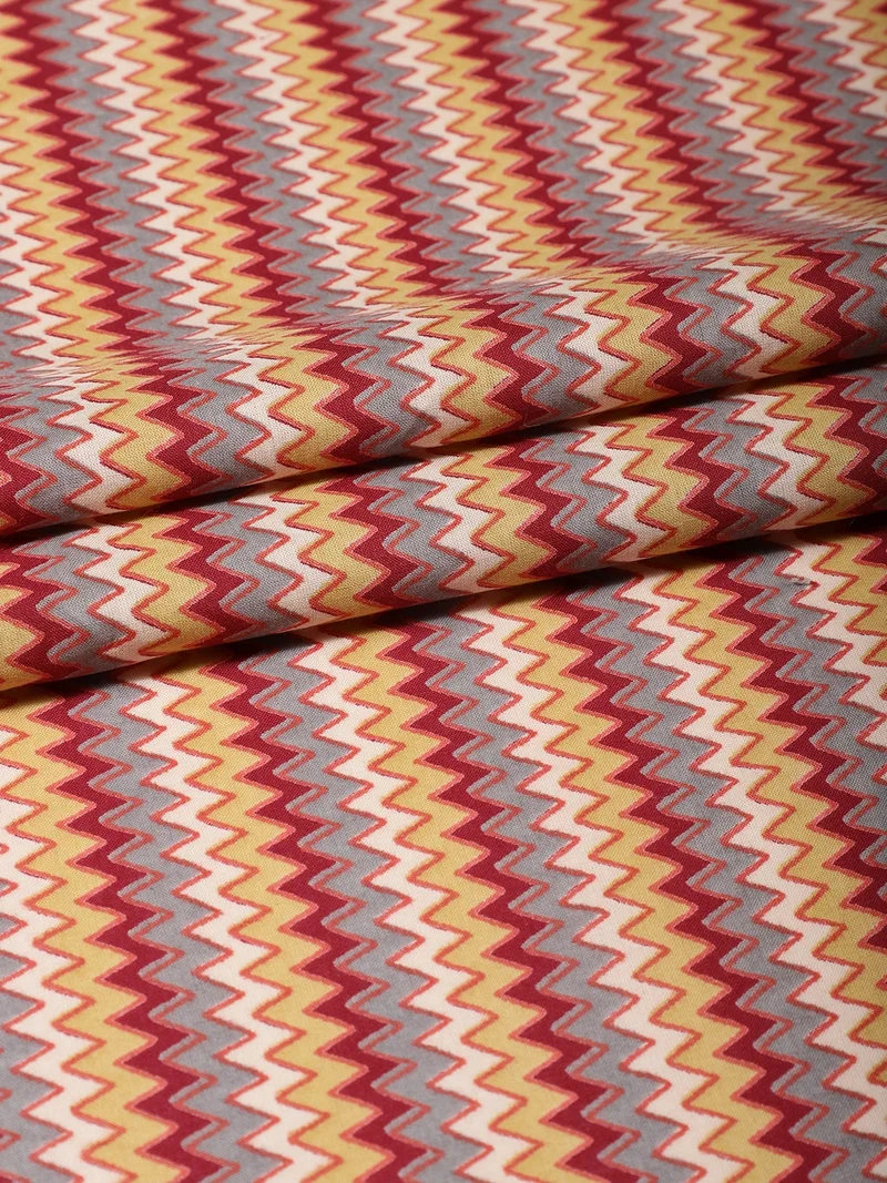 أيه كيه إس Multicolored Chevron Zig-Zag Print Fabric - One Meter