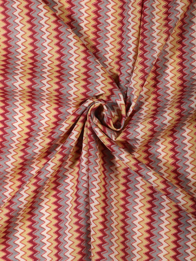 أيه كيه إس Multicolored Chevron Zig-Zag Print Fabric - One Meter