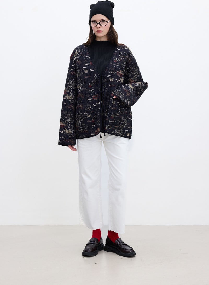 Manuka Patterned Quilted Coat Osaka  - Image 4