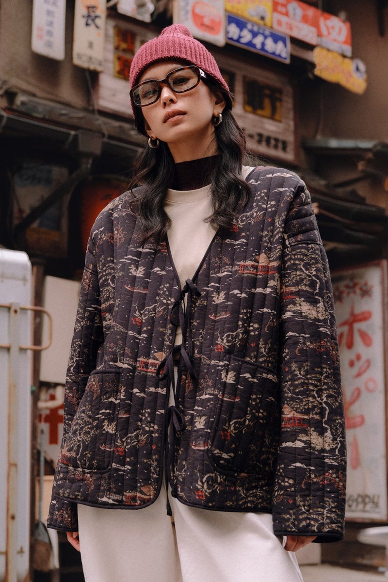 Manuka Patterned Quilted Coat Osaka  - Image 1