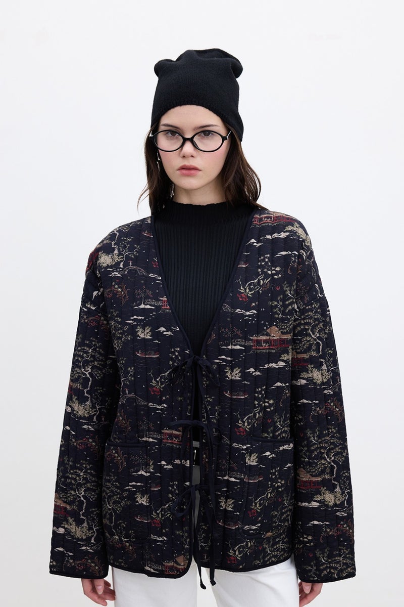Manuka Patterned Quilted Coat Osaka  - Image 5