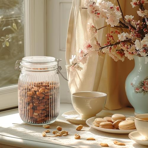 Ash  Roh Ash & Roh Airtight Transparent storage jar with Rubber Seal lid and Clip Lock - Perfect for Kitchen Canning, Fermenting, and Storing Dry Food, Spices, Tea, Snacks, Sugar, and More (pack of 5, 1000 ml) - Image 5