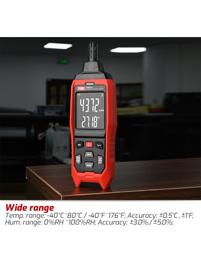 TASI - TA622C High Accuracy Digital Handheld Temperature Humidity Meter Digital Dew Point Thermometer Wet Bulb Temperature Ambient Temperature Hygrometer with Min/Max/Avg LCD Backlight Automatic Shutdown - Image 1