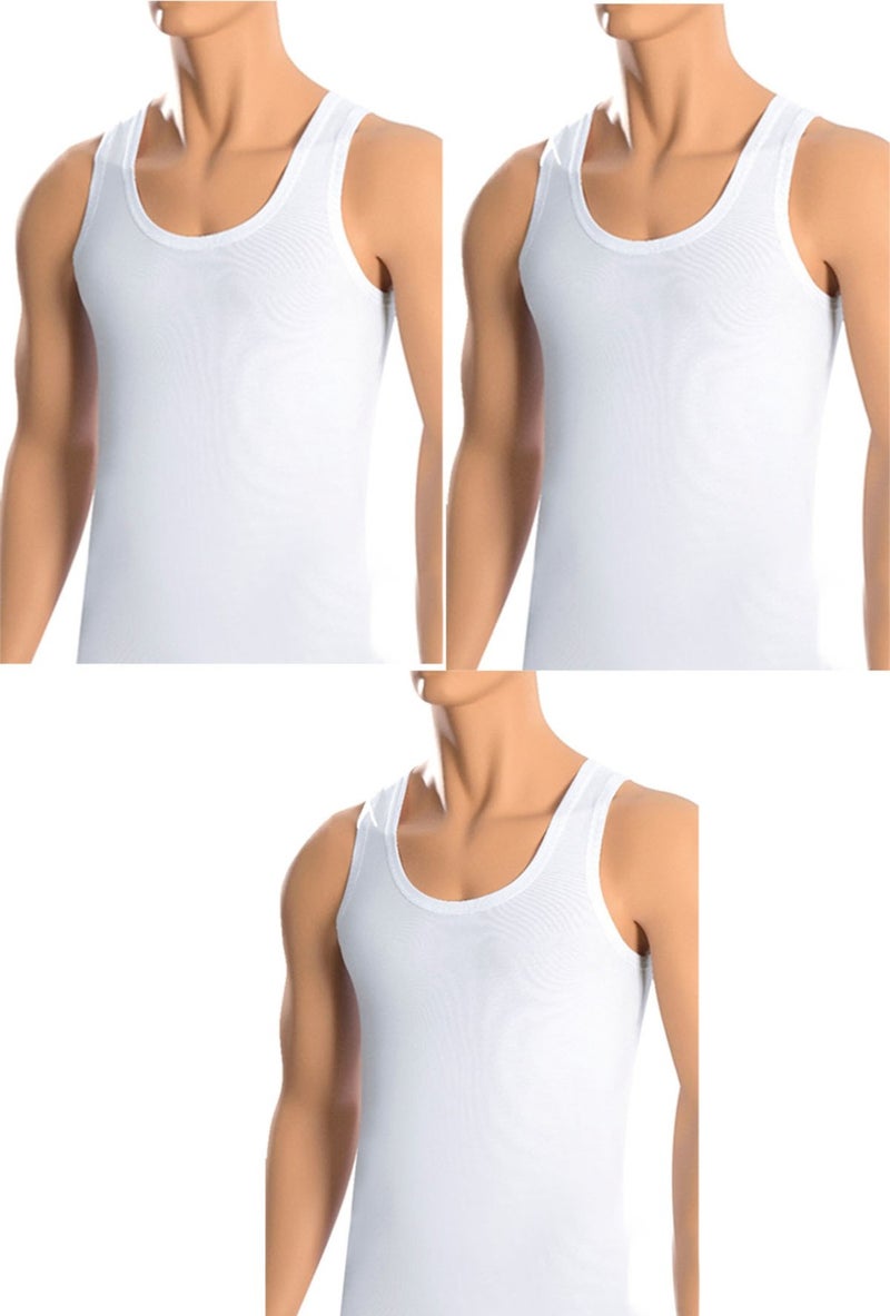 Belifanti Collection Men's Cotton 3-Piece Gray Undershirt and 3-Piece White Undershirt 6 Piece Set  - Image 3