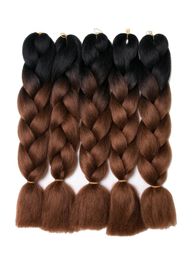 NIBEMINENT 5-Piece Long Synthetic Hair Extension Black/Brown - Image 1