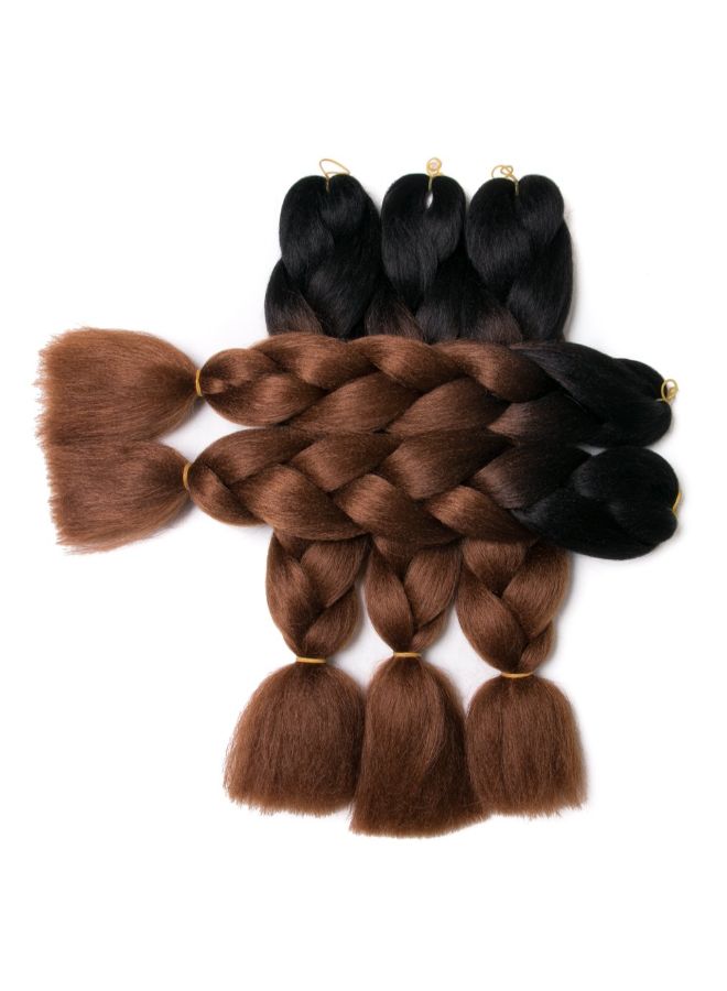NIBEMINENT 5-Piece Long Synthetic Hair Extension Black/Brown - Image 2